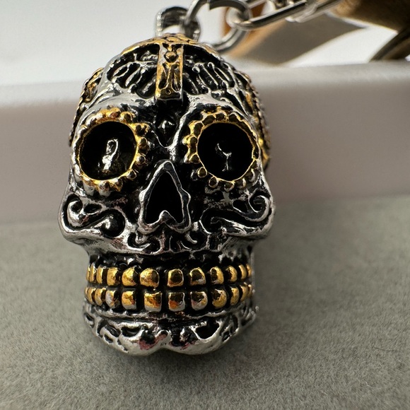 Gothic Punk Skull Leather Strap Keychain - Picture 6 of 11